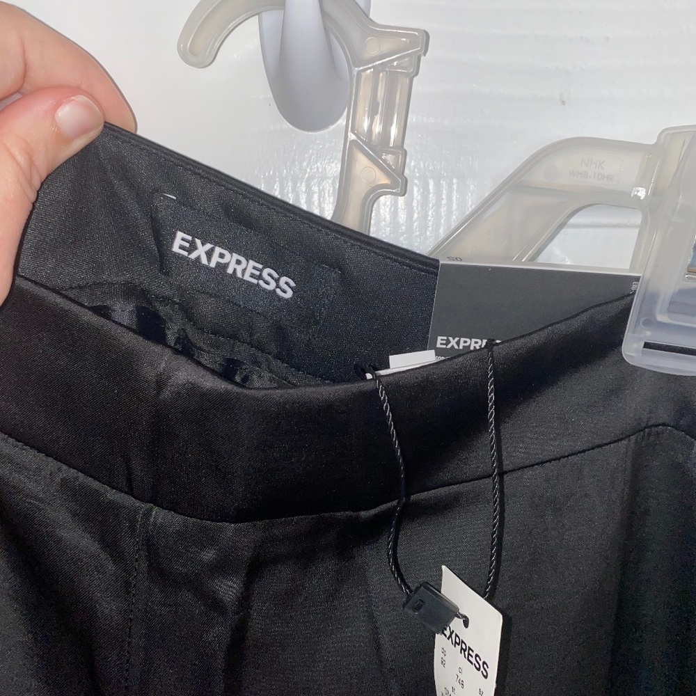 Express High Waisted Satin Slit Front Straight Pant